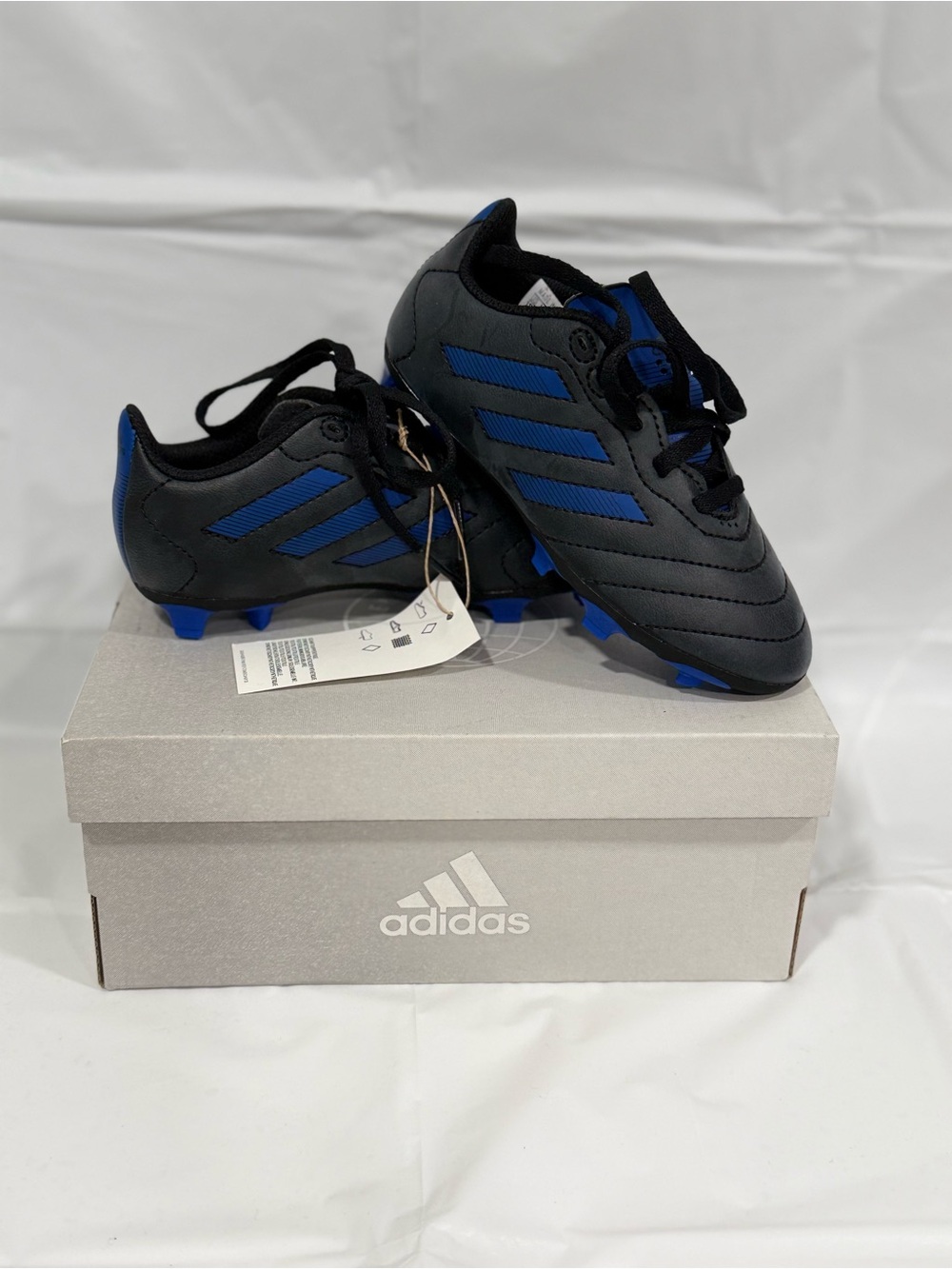 adidas Kids Black and Blue Soccer Cleats